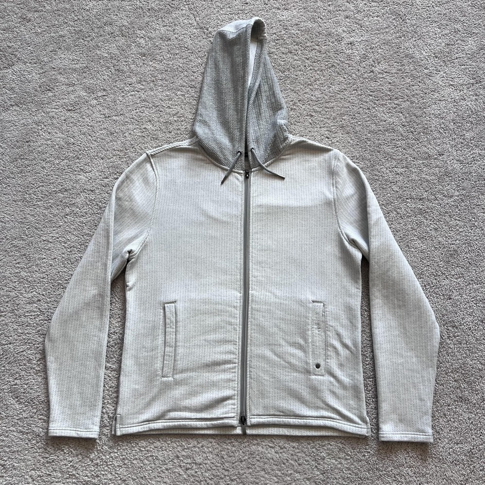 Robert Barakett Augusta Herringbone Full Zip Hoodie Mens Medium Gray